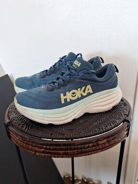 ​HOKA Bondi 8 Men's 9 Midnight Coastal Sky Navy Blue Running Shoes 1123202 MOBS